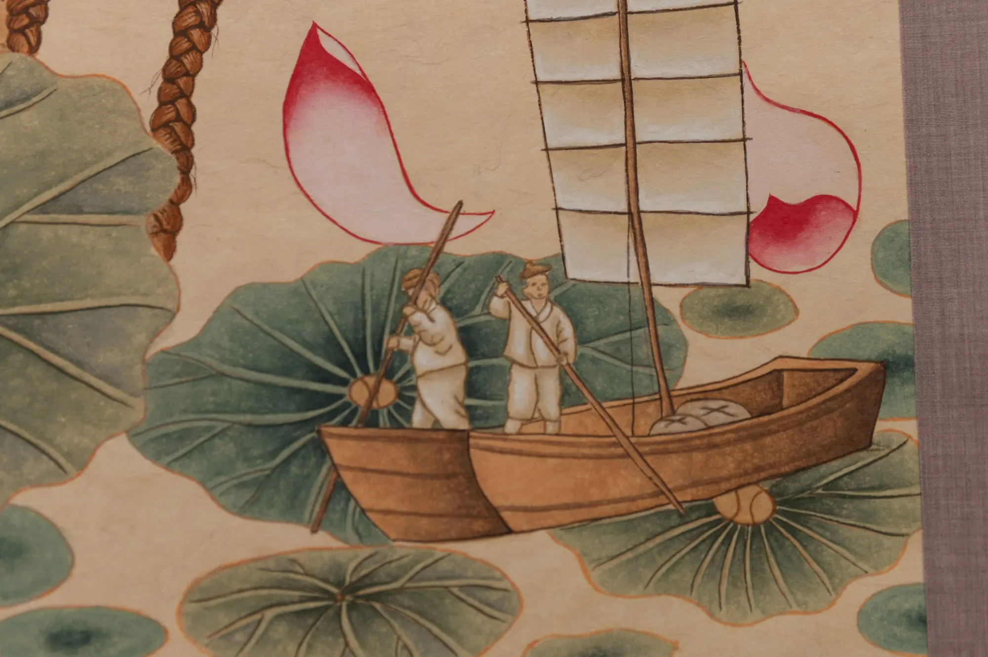 Did I Jump, or Was I Pushed to be a Filial Daughter?, 2025, Korean Pigment on Korean Mulberry Paper, 15 x 58 in each — view 5 of 7
