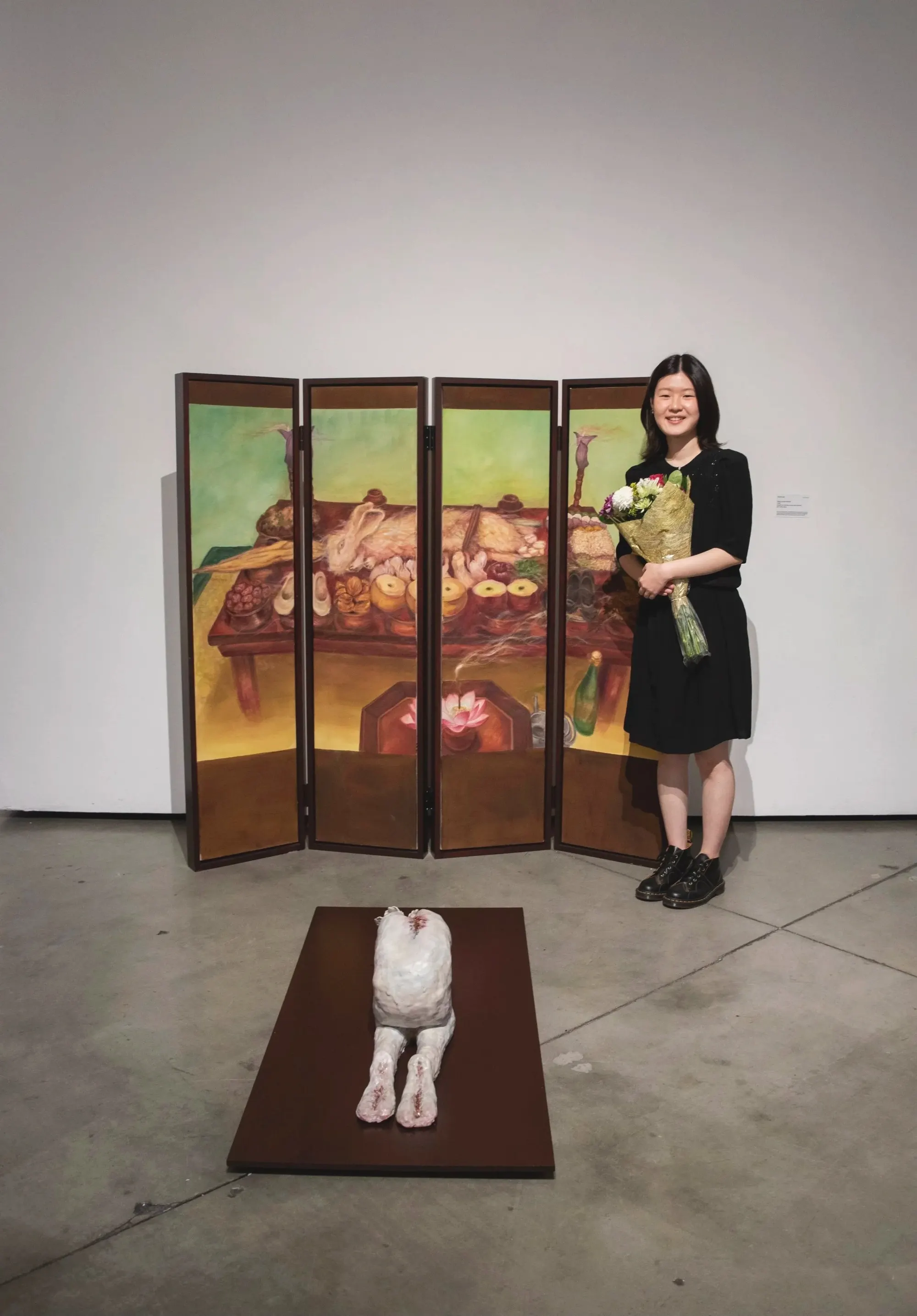 What Carries Behind (2026) by Yoon Lee, Acrylic on canvas, wood, and ceramic — image 1 of 6